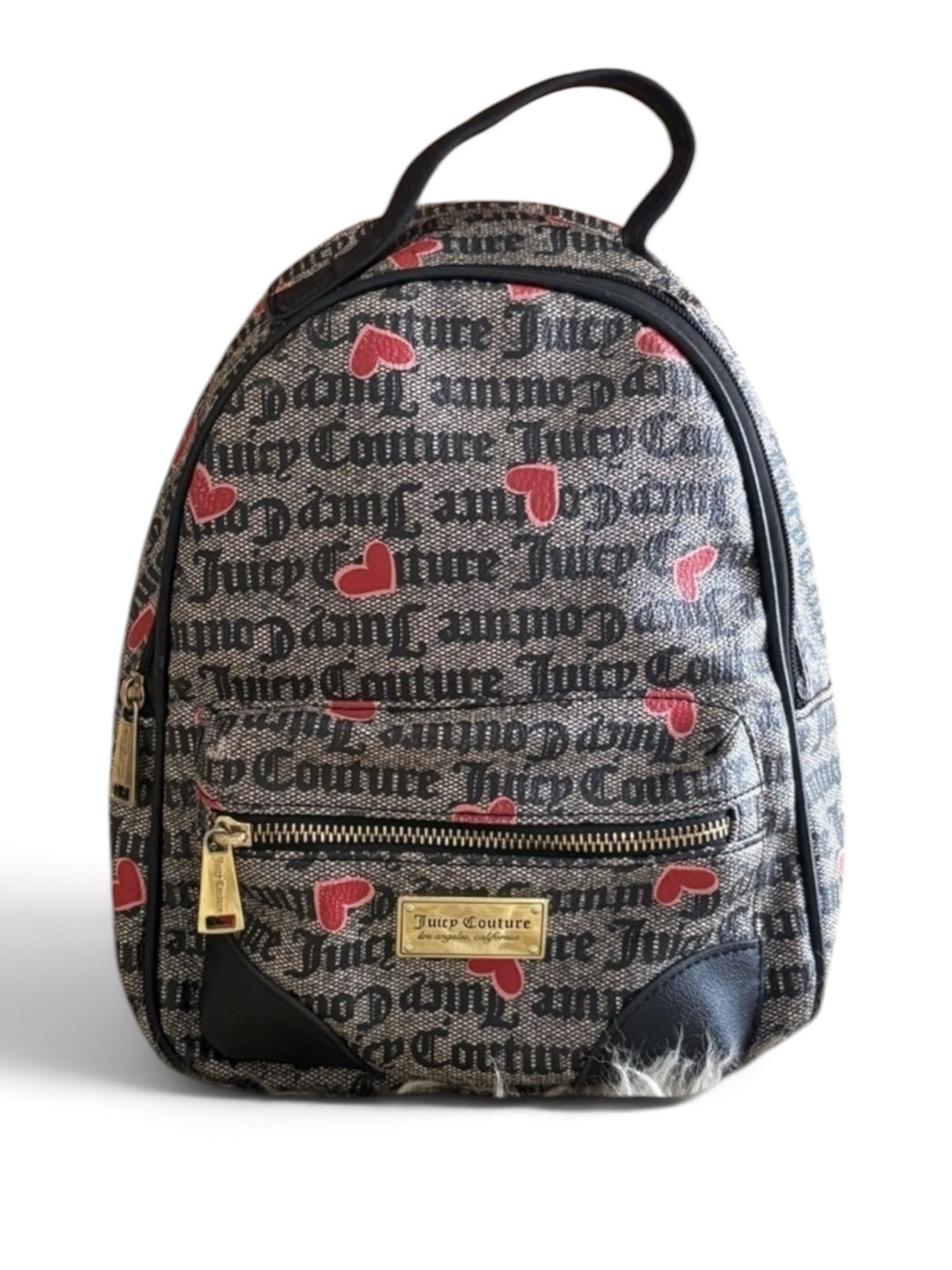 Juicy Couture Logo Black and Red Heart Mini Backpack